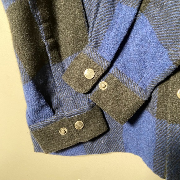 Fjallraven Buffalo Plaid Flannel Shirt Jacket Blue Black Snap Mens Medium - Picture 7 of 8